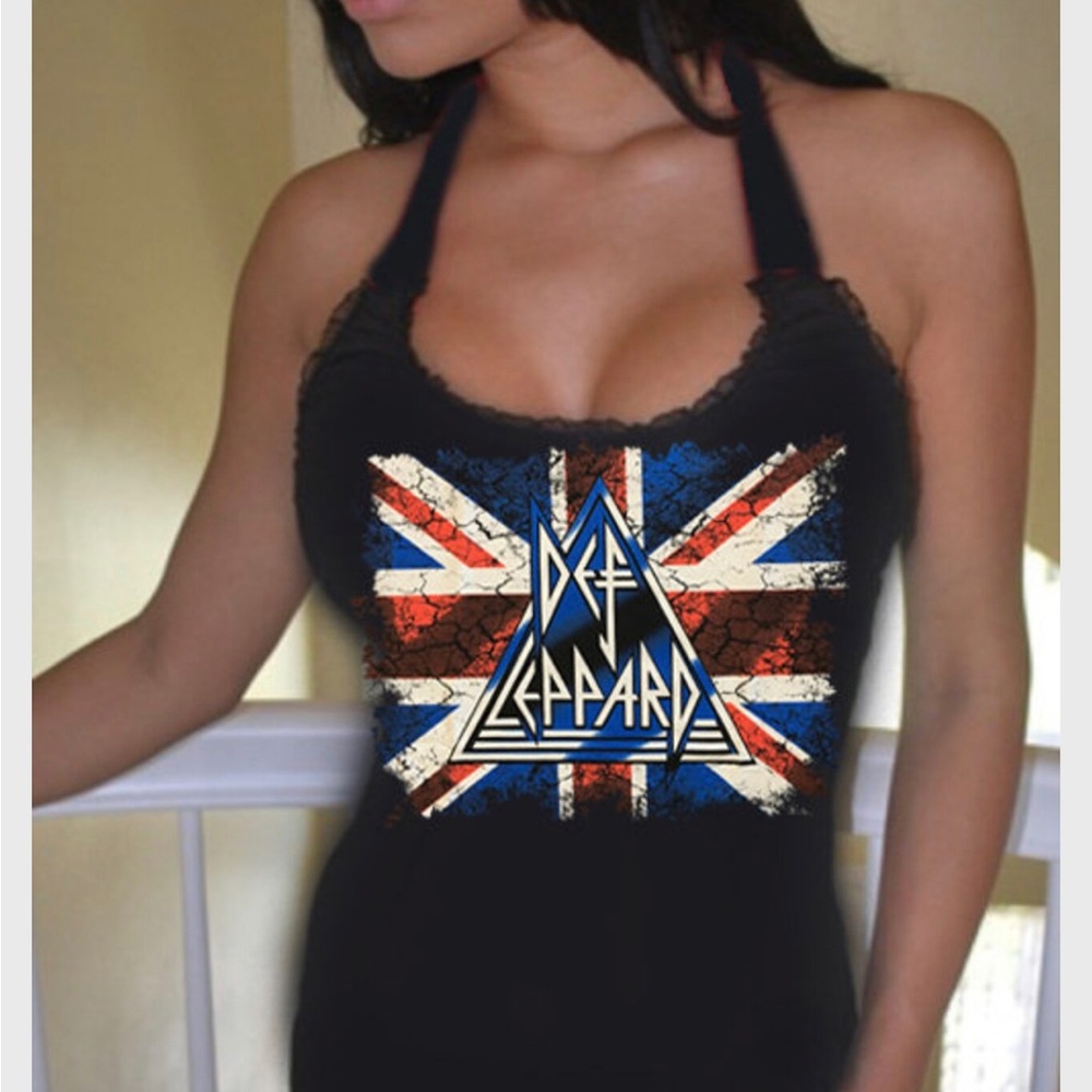 Def Leppard U Halter top shirt t Rock Concert Show Club